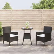 Detailed information about the product 3 Piece Garden Bistro Set with Cushions Black Poly Rattan