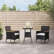 Detailed information about the product 3 Piece Garden Bistro Set with Cushions Black Poly Rattan