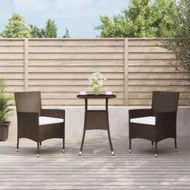 Detailed information about the product 3 Piece Garden Bistro Set with Cushions Brown Poly Rattan