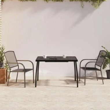 3 Piece Garden Dining Set Anthracite Steel