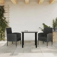 Detailed information about the product 3 Piece Garden Dining Set Black Poly Rattan and Steel