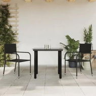 Detailed information about the product 3 Piece Garden Dining Set Black Poly Rattan and Steel