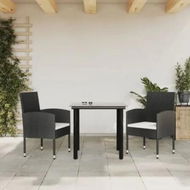 Detailed information about the product 3 Piece Garden Dining Set Black Poly Rattan and Steel