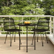 Detailed information about the product 3 Piece Garden Dining Set Black Poly Rattan