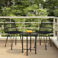 Detailed information about the product 3 Piece Garden Dining Set Black Poly Rattan