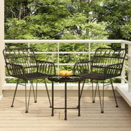 Detailed information about the product 3 Piece Garden Dining Set Black Poly Rattan