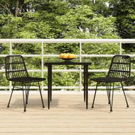 Detailed information about the product 3 Piece Garden Dining Set Black Poly Rattan