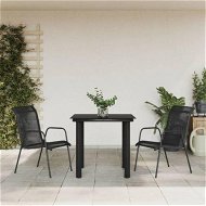 Detailed information about the product 3 Piece Garden Dining Set Black Steel and Textilene