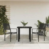 Detailed information about the product 3 Piece Garden Dining Set Black Steel and Textilene