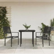 Detailed information about the product 3 Piece Garden Dining Set Black Steel and Textilene