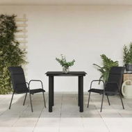 Detailed information about the product 3 Piece Garden Dining Set Black Steel and Textilene