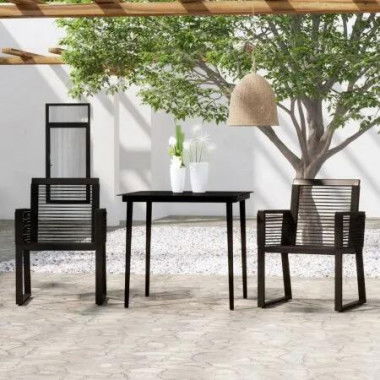 3 Piece Garden Dining Set Black