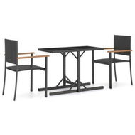 Detailed information about the product 3 Piece Garden Dining Set Black