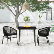 Detailed information about the product 3 Piece Garden Dining Set Black