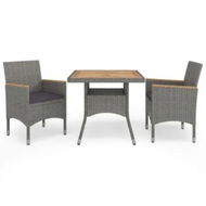 Detailed information about the product 3 Piece Garden Dining Set Grey Poly Rattan and Acacia Wood