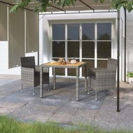 Detailed information about the product 3 Piece Garden Dining Set Poly Rattan & Solid Acacia Wood Grey