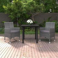 Detailed information about the product 3 Piece Garden Dining Set Poly Rattan and Glass