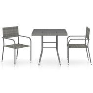 Detailed information about the product 3-Piece Garden Dining Set - Poly Rattan Anthracite & Grey.