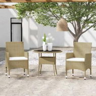 Detailed information about the product 3 Piece Garden Dining Set Poly Rattan Beige