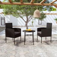 Detailed information about the product 3 Piece Garden Dining Set Poly Rattan Black