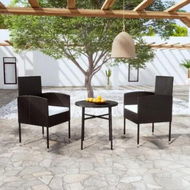 Detailed information about the product 3 Piece Garden Dining Set Poly Rattan Black