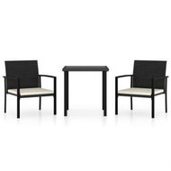 Detailed information about the product 3 Piece Garden Dining Set Poly Rattan Black