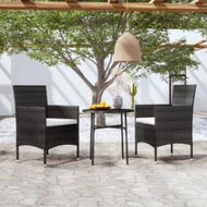 Detailed information about the product 3 Piece Garden Dining Set Poly Rattan Black