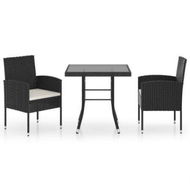 Detailed information about the product 3 Piece Garden Dining Set Poly Rattan Black