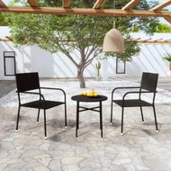 Detailed information about the product 3 Piece Garden Dining Set Poly Rattan Black