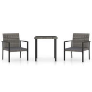 Detailed information about the product 3 Piece Garden Dining Set Poly Rattan Grey