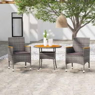Detailed information about the product 3 Piece Garden Dining Set Poly Rattan Grey