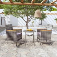 Detailed information about the product 3 Piece Garden Dining Set Poly Rattan Grey
