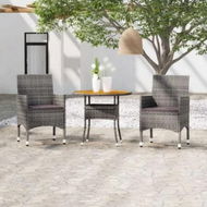 Detailed information about the product 3 Piece Garden Dining Set Poly Rattan Grey