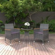 Detailed information about the product 3 Piece Garden Dining Set Poly Rattan Grey