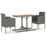 Detailed information about the product 3-Piece Garden Dining Set: Solid Acacia Wood & Poly Rattan Black.