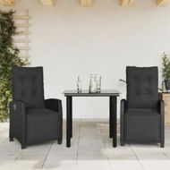 Detailed information about the product 3 Piece Garden Dining Set with Cushions Black Poly Rattan