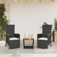 Detailed information about the product 3 Piece Garden Dining Set with Cushions Black Poly Rattan