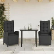 Detailed information about the product 3 Piece Garden Dining Set with Cushions Black Poly Rattan