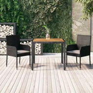 Detailed information about the product 3 Piece Garden Dining Set with Cushions Black Poly Rattan