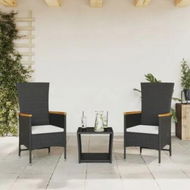 Detailed information about the product 3 Piece Garden Dining Set with Cushions Black Poly Rattan