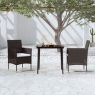 Detailed information about the product 3 Piece Garden Dining Set with Cushions Black