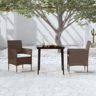 Detailed information about the product 3 Piece Garden Dining Set with Cushions Brown and Black