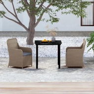 Detailed information about the product 3 Piece Garden Dining Set with Cushions Brown