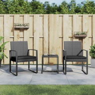 Detailed information about the product 3 Piece Garden Dining Set With Cushions Dark Grey PP Rattan