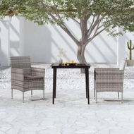 Detailed information about the product 3 Piece Garden Dining Set with Cushions Grey and Black