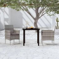 Detailed information about the product 3 Piece Garden Dining Set with Cushions Grey and Black