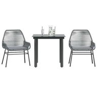 Detailed information about the product 3 Piece Garden Dining Set with Cushions Grey Poly Rattan Glass
