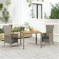 Detailed information about the product 3 Piece Garden Dining Set with Cushions Grey Poly Rattan