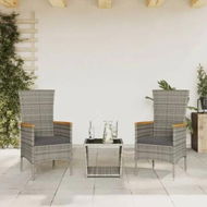 Detailed information about the product 3 Piece Garden Dining Set with Cushions Grey Poly Rattan