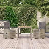 Detailed information about the product 3 Piece Garden Dining Set with Cushions Grey Poly Rattan